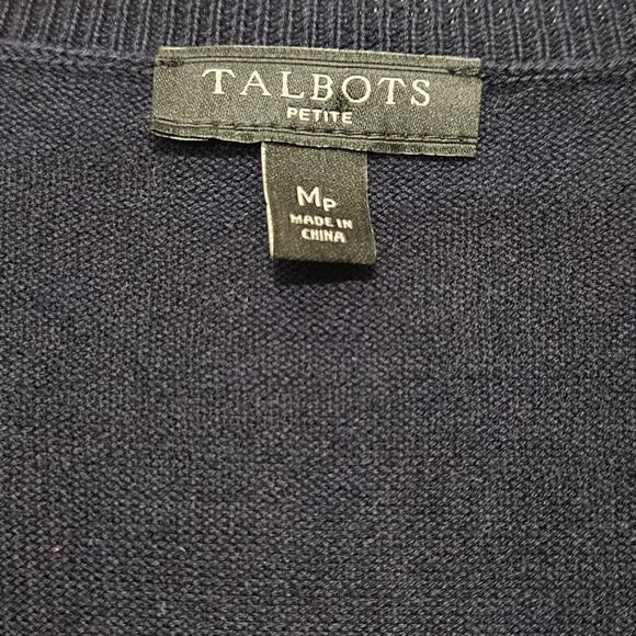 Talbots Sweater Set Size Petite M Navy Blue Cardigan Size Small Tank Heart Print - Picture 4 of 15
